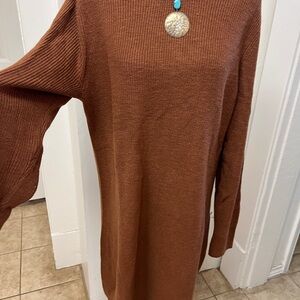 J. Jill Rust Brown Knit Sweater Dress